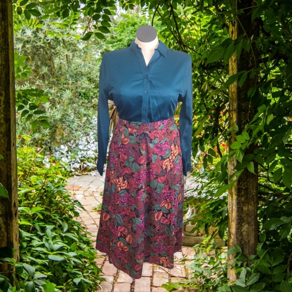 Vintage 80s Floral Paisley Skirt